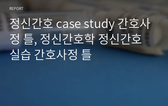 정신간호 case study 간호사정 틀, 정신간호학 정신간호 실습 간호사정 틀