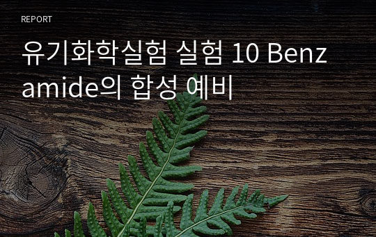 유기화학실험 실험 10 Benzamide의 합성 예비