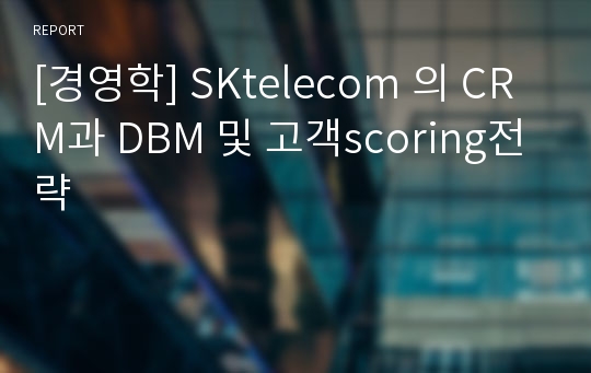 [경영학] SKtelecom 의 CRM과 DBM 및 고객scoring전략