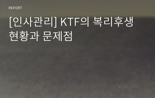 [인사관리] KTF의 복리후생 현황과 문제점