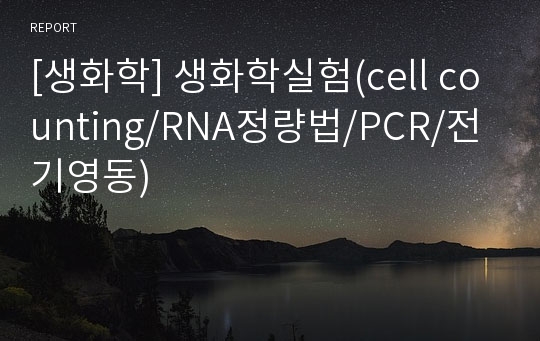 [생화학] 생화학실험(cell counting/RNA정량법/PCR/전기영동)