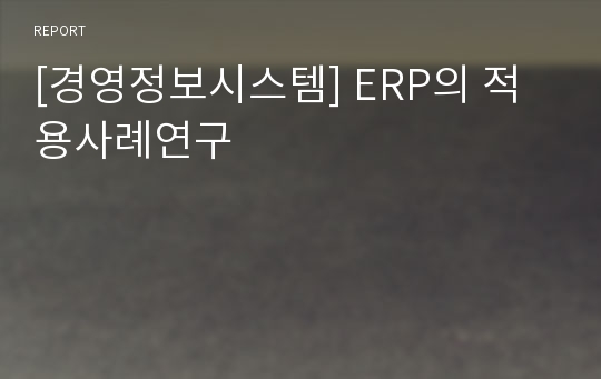 [경영정보시스템] ERP의 적용사례연구