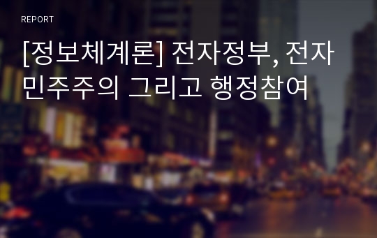 [정보체계론] 전자정부, 전자민주주의 그리고 행정참여