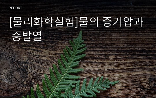 [물리화학실험]물의 증기압과 증발열