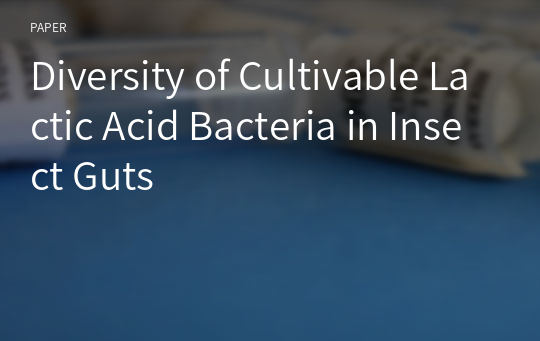 Diversity of Cultivable Lactic Acid Bacteria in Insect Guts