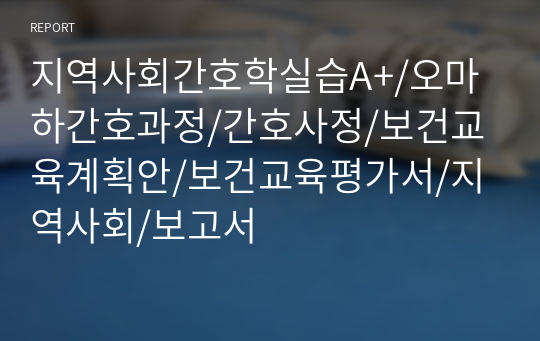 지역사회간호학실습A+/오마하간호과정/간호사정/보건교육계획안/보건교육평가서/지역사회/보고서