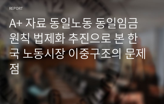 A+ 자료 동일노동 동일임금 원칙 법제화 추진으로 본 한국 노동시장 이중구조의 문제점