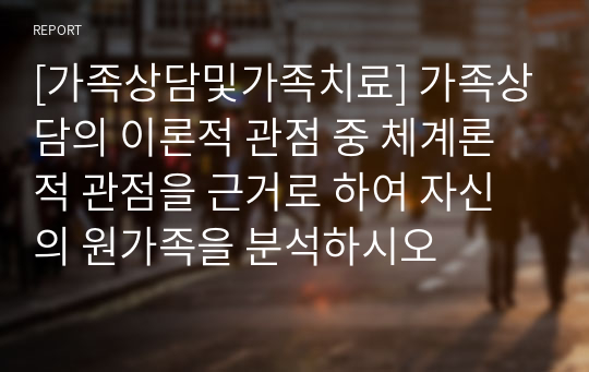 [가족상담및가족치료] 가족상담의 이론적 관점 중 체계론적 관점을 근거로 하여 자신의 원가족을 분석하시오