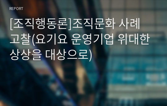 [조직행동론]조직문화 사례 고찰(요기요 운영기업 위대한상상을 대상으로)