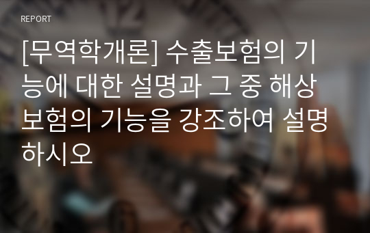 [무역학개론] 수출보험의 기능에 대한 설명과 그 중 해상보험의 기능을 강조하여 설명하시오