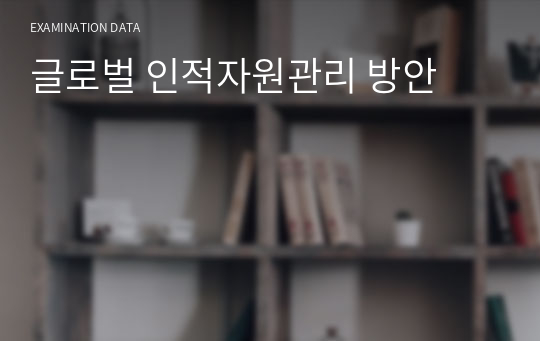 글로벌 인적자원관리 방안