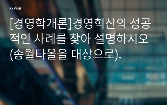 [경영학개론]경영혁신의 성공적인 사례를 찾아 설명하시오(송월타올을 대상으로).