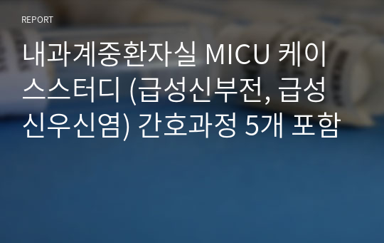 내과계중환자실 MICU 케이스스터디 (급성신부전, 급성신우신염) 간호과정 5개 포함