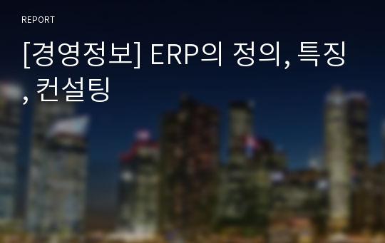 [경영정보] ERP의 정의, 특징, 컨설팅