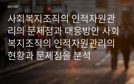 사회복지조직의 인적자원관리의 문제점과 대응방안 사회복지조직의 인적자원관리의 현황과 문제점을 분석