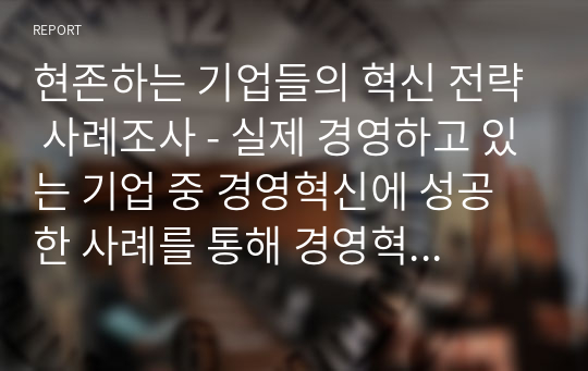 현존하는 기업들의 혁신 전략 사례조사 - 실제 경영하고 있는 기업 중 경영혁신에 성공한 사례를 통해 경영혁신을 정의