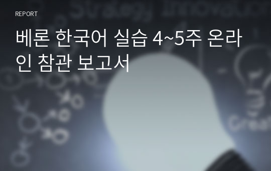 베론 한국어 실습 4~5주 온라인 참관 보고서