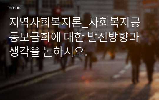 지역사회복지론_사회복지공동모금회에 대한 발전방향과 생각을 논하시오.