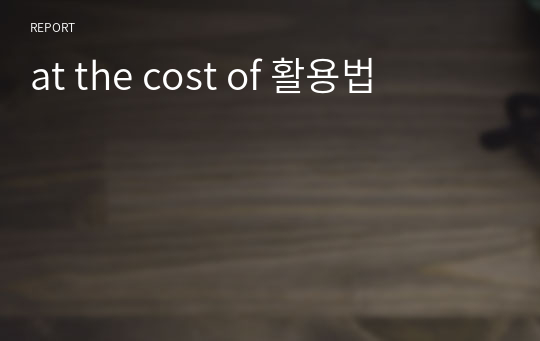 at the cost of 활용법