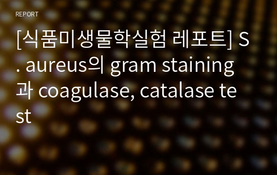 [식품미생물학실험 레포트] S. aureus의 gram staining과 coagulase, catalase test