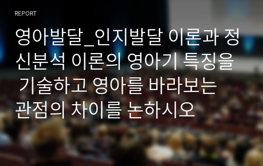 영아발달_인지발달 이론과 정신분석 이론의 영아기 특징을 기술하고 영아를 바라보는 관점의 차이를 논하시오