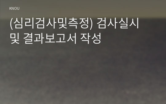 (심리검사및측정) 검사실시 및 결과보고서 작성