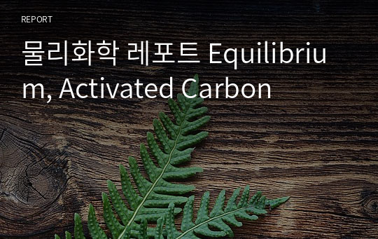물리화학 레포트 Equilibrium, Activated Carbon