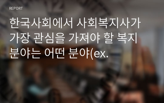 한국사회에서 사회복지사가 가장 관심을 가져야 할 복지 분야는 어떤 분야(ex.