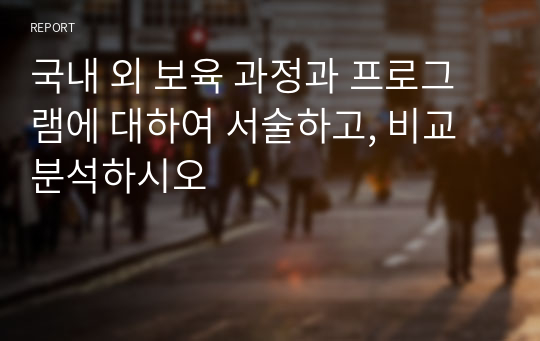 국내 외 보육 과정과 프로그램에 대하여 서술하고, 비교 분석하시오