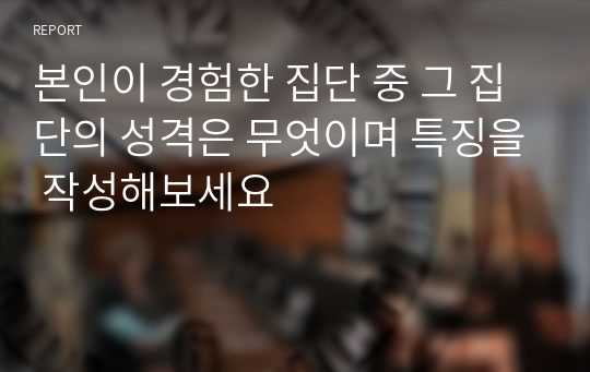 본인이 경험한 집단 중 그 집단의 성격은 무엇이며 특징을 작성해보세요