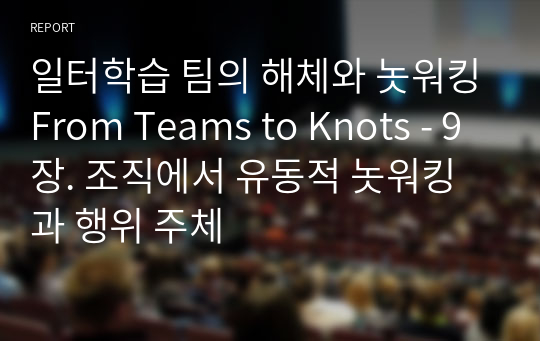 일터학습 팀의 해체와 놋워킹From Teams to Knots - 9장. 조직에서 유동적 놋워킹과 행위 주체