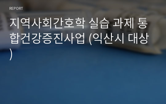 지역사회간호학 실습 과제 통합건강증진사업 (익산시 대상)