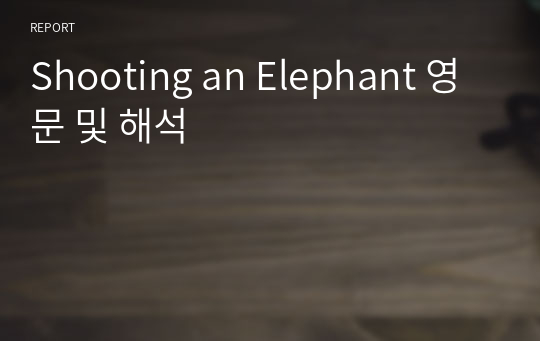 Shooting an Elephant 영문 및 해석