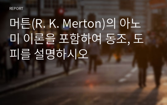 머튼(R. K. Merton)의 아노미 이론을 포함하여 동조, 도피를 설명하시오