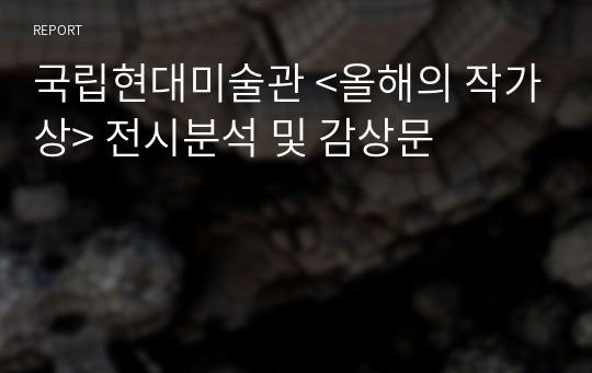 국립현대미술관 &lt;올해의 작가상&gt; 전시분석 및 감상문