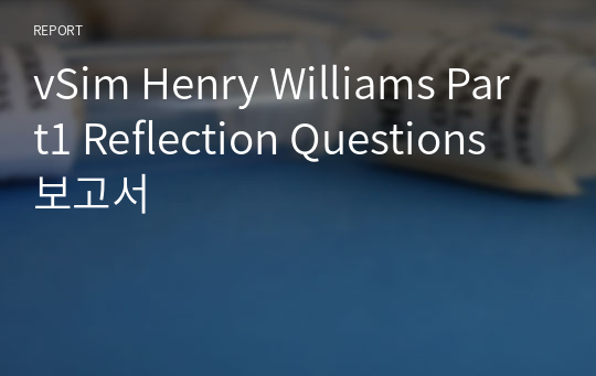 vSim Henry Williams Part1 Reflection Questions 보고서