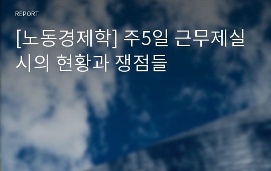 [노동경제학] 주5일 근무제실시의 현황과 쟁점들