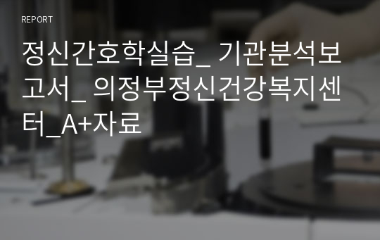 정신간호학실습_ 기관분석보고서_ 의정부정신건강복지센터_A+자료