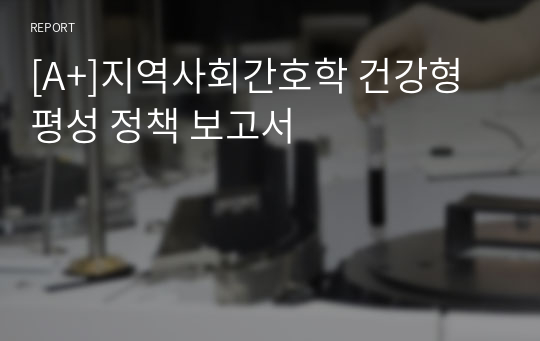 [A+]지역사회간호학 건강형평성 정책 보고서