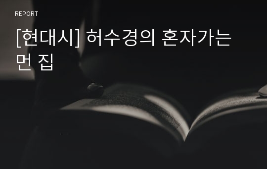 [현대시] 허수경의 혼자가는 먼 집