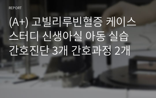 (A+) 고빌리루빈혈증 케이스 스터디 신생아실 아동 실습 간호진단 3개 간호과정 2개