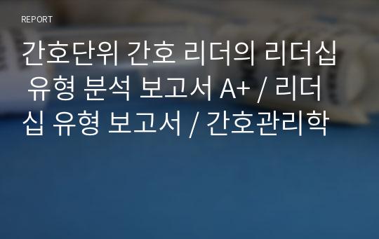 간호 리더의 리더십 유형 분석 보고서 A+ / 리더십 유형 보고서 (실습 중 수간호사 선생님의 리더십 유형 분석!)