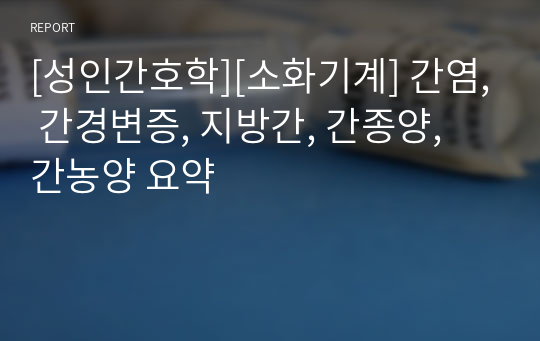 [성인간호학][소화기계] 간염, 간경변증, 지방간, 간종양, 간농양 요약