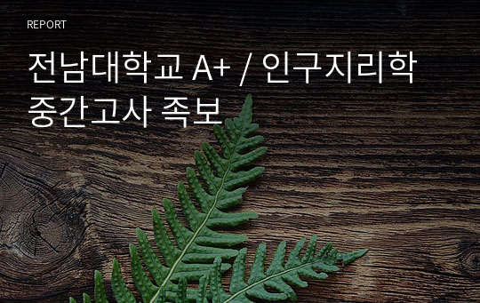 전남대학교 A+ / 인구지리학 중간고사 족보