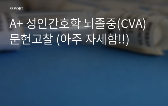 A+ 노인간호학 뇌졸중(CVA) 문헌고찰 (아주 자세함!!)