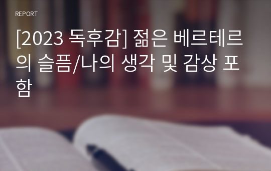 [2023 독후감] 젊은 베르테르의 슬픔/나의 생각 및 감상 포함