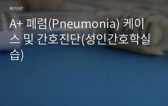 폐렴(Pneumonia) A+ 케이스 및 간호진단(성인간호학실습)