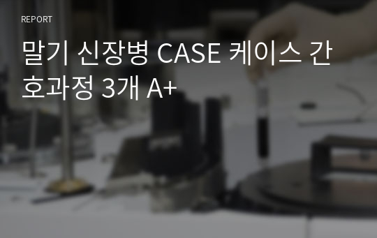 말기 신장병 CASE 케이스 간호과정 3개 A+