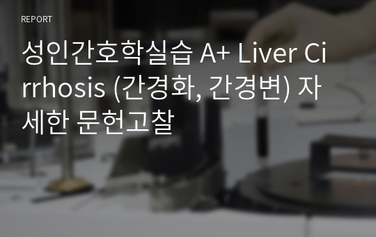 성인간호학실습 A+ Liver Cirrhosis (간경화, 간경변) 자세한 문헌고찰