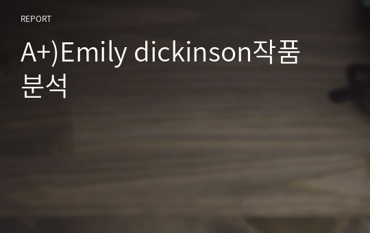 A+)Emily dickinson작품 분석